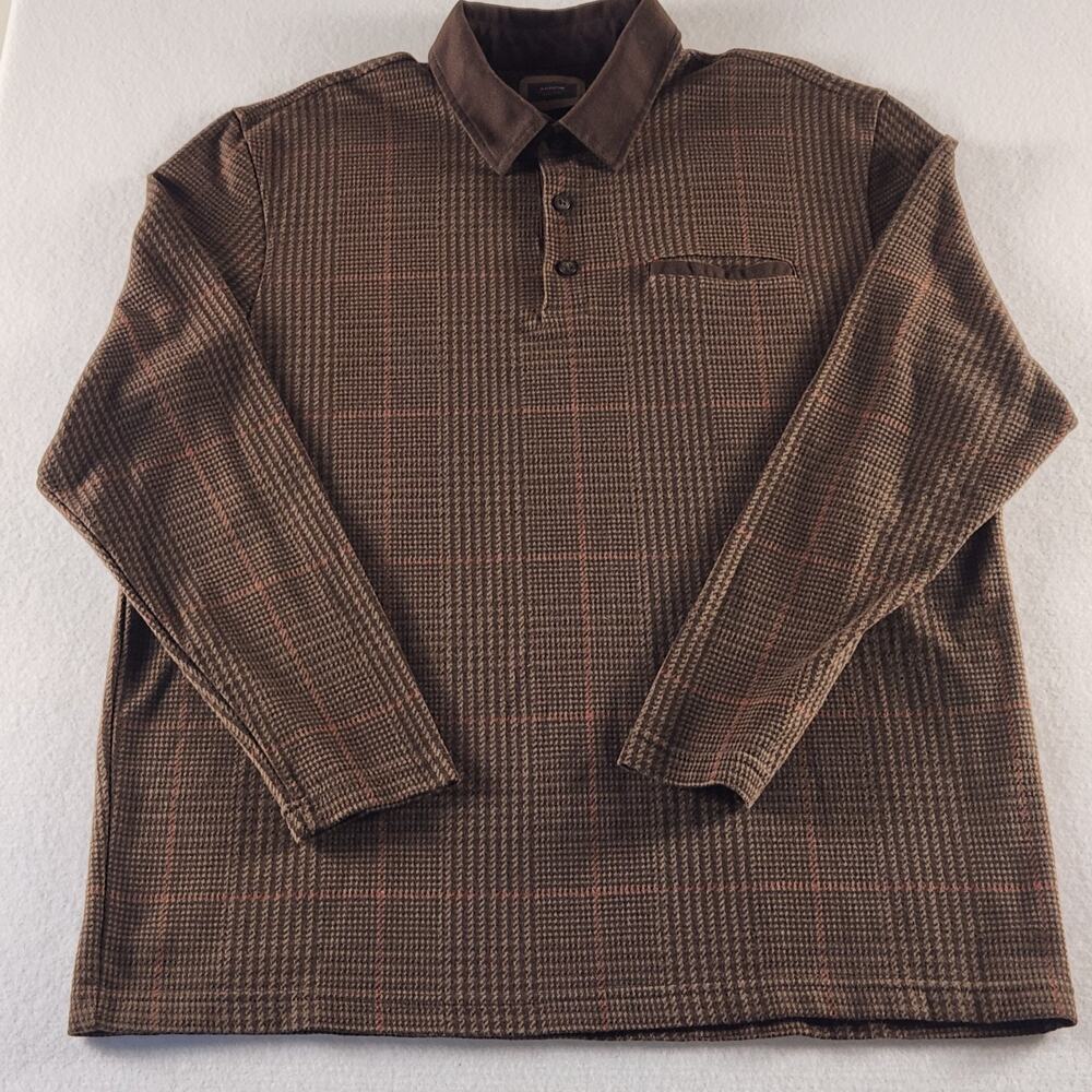 Arrow Heritage Knit Long Sleeve Stretch Polo Shirt 501052 Brown XL